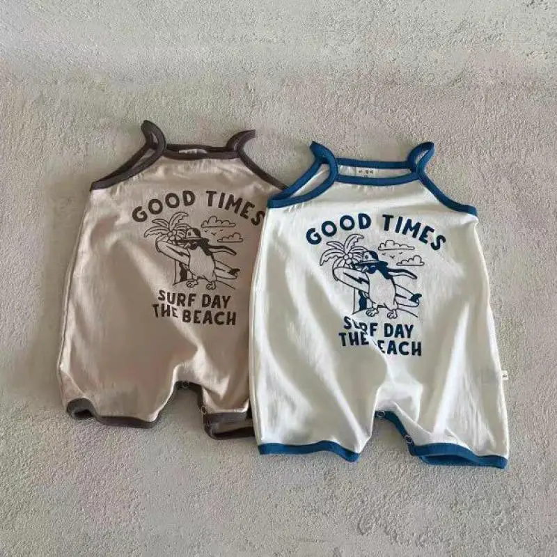 

Cute Letter Cartoon Print Newborn Infant Sleeveless Sling Romper Summer Baby Casual Jumpsuit For Boy Girl Toddler Cotton Clothes