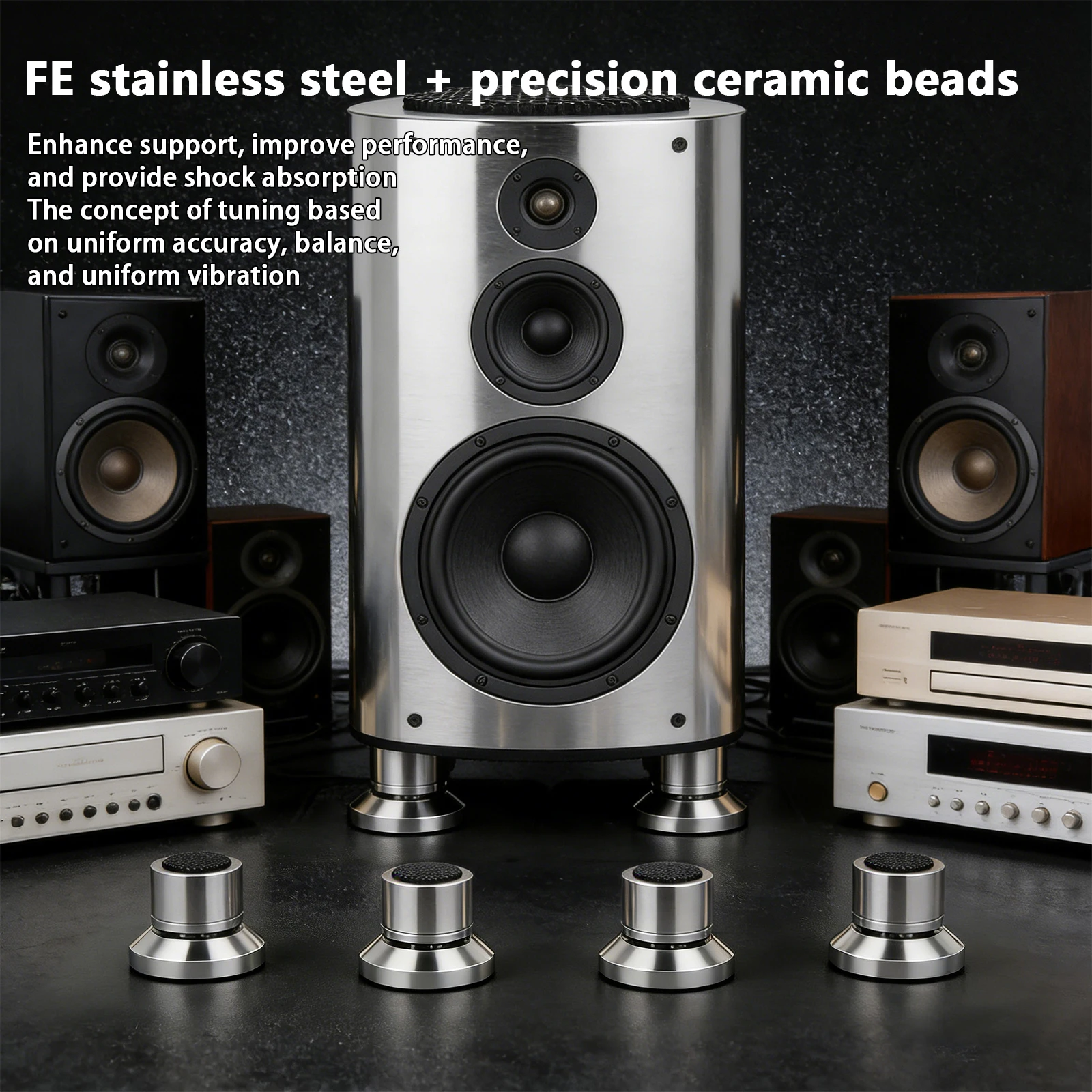 Stainless Steel Adjustable M8 Screw FE Ceramic Base Shock Absorber Pad CD Player Loudspeaker Power Amplifier HiFI Isolation Feet