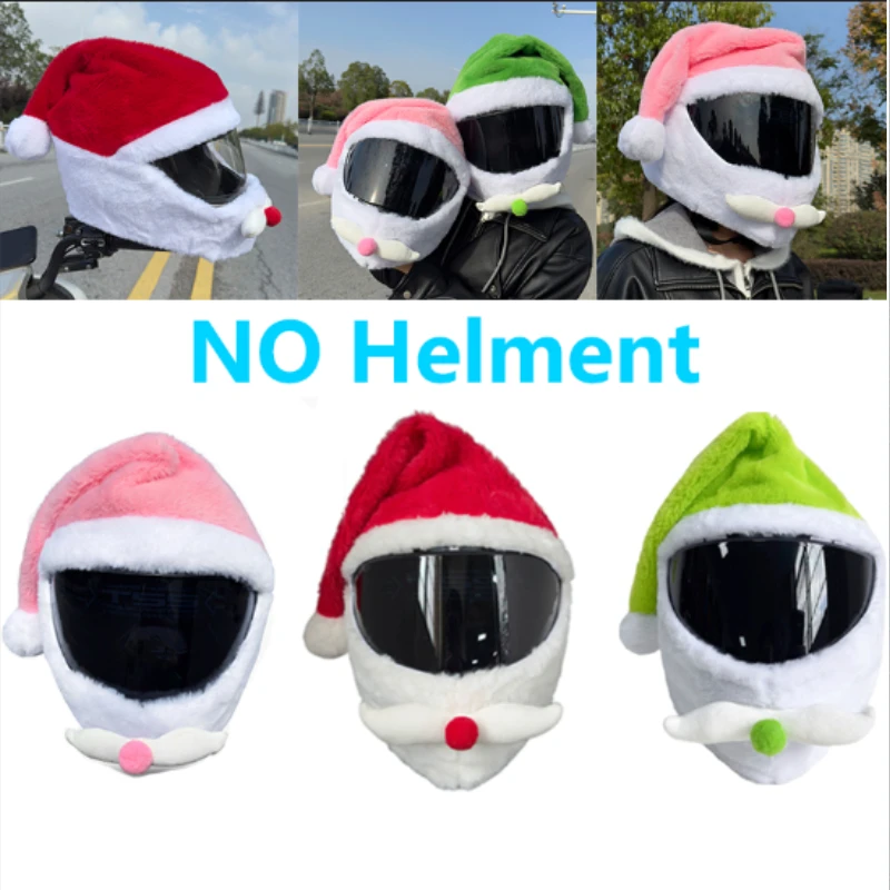 

Christmas Santa Hat Motorcycle Helmet Cover Warm Plush Hood for Winter Riding Personalized motorcycle accessories