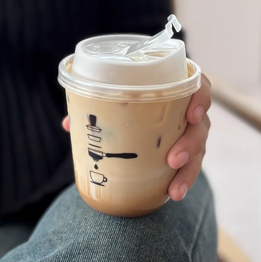 12온스 14온스 16온스 일회용 스무디 PET 눈꽃빙수 컵 투명 플라스틱 U자형 버블 보바 밀크티 컵 뚜껑 포함