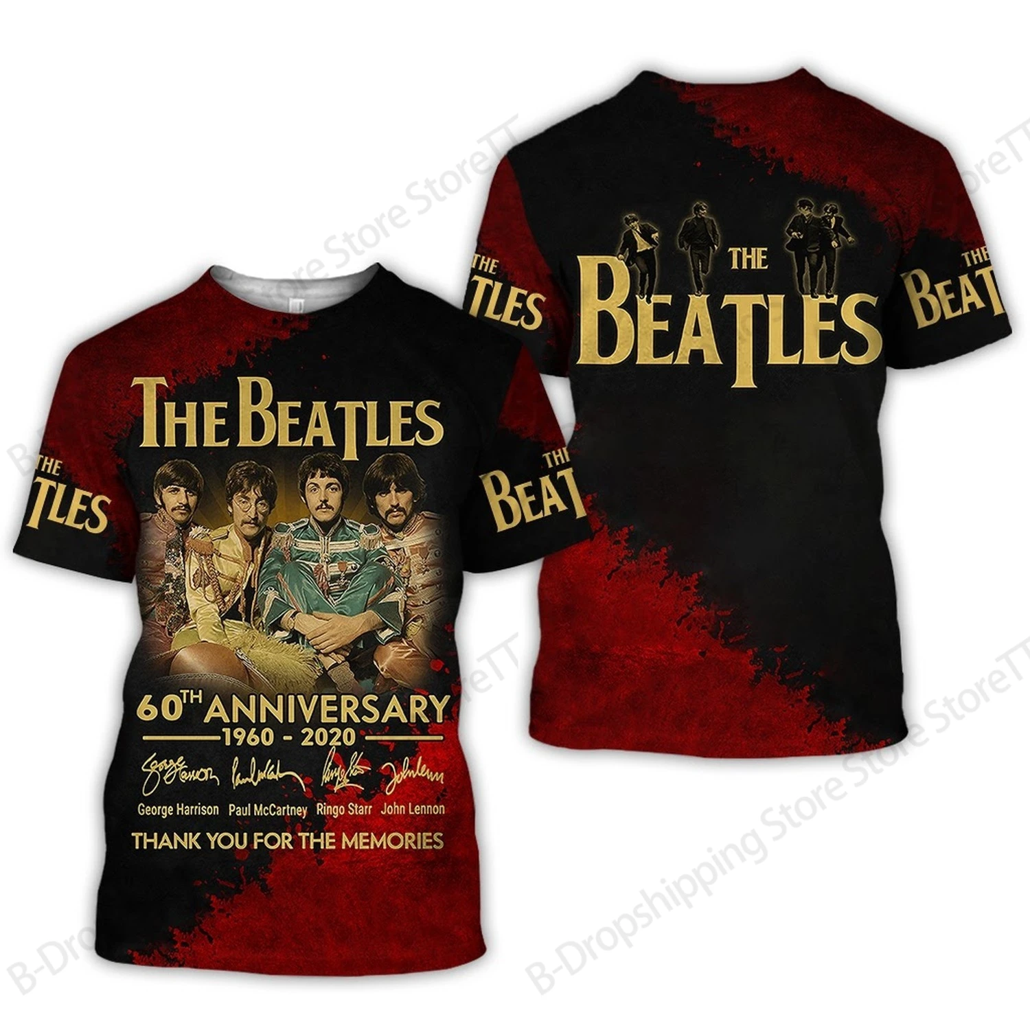 Herren T-Shirt Neu 2026 The Beatles Tour 3D-Druck T-Shirt für Männer Frauen Mode Fans Hip Hop Kurzarm Oberteile Tees Herrenbekleidung Kinder – Detail 3