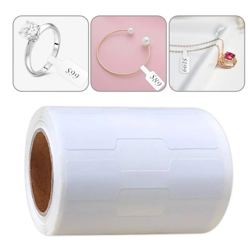 500 قطعة/لفة تسميات فارغة ورقة الأسعار العلامات المحمولة ملصقات بمادة لاصقة مجوهرات Hangtags قلادة حلقة عرض التعبئة والتغليف #3
