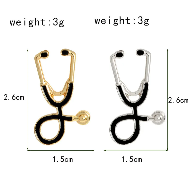1pcs Creative Doctor Stethoscope Brooch Cartoon Dripping Oil Metal Badge Trendy Versatile Clothing Bag Accessories Brooch image 6