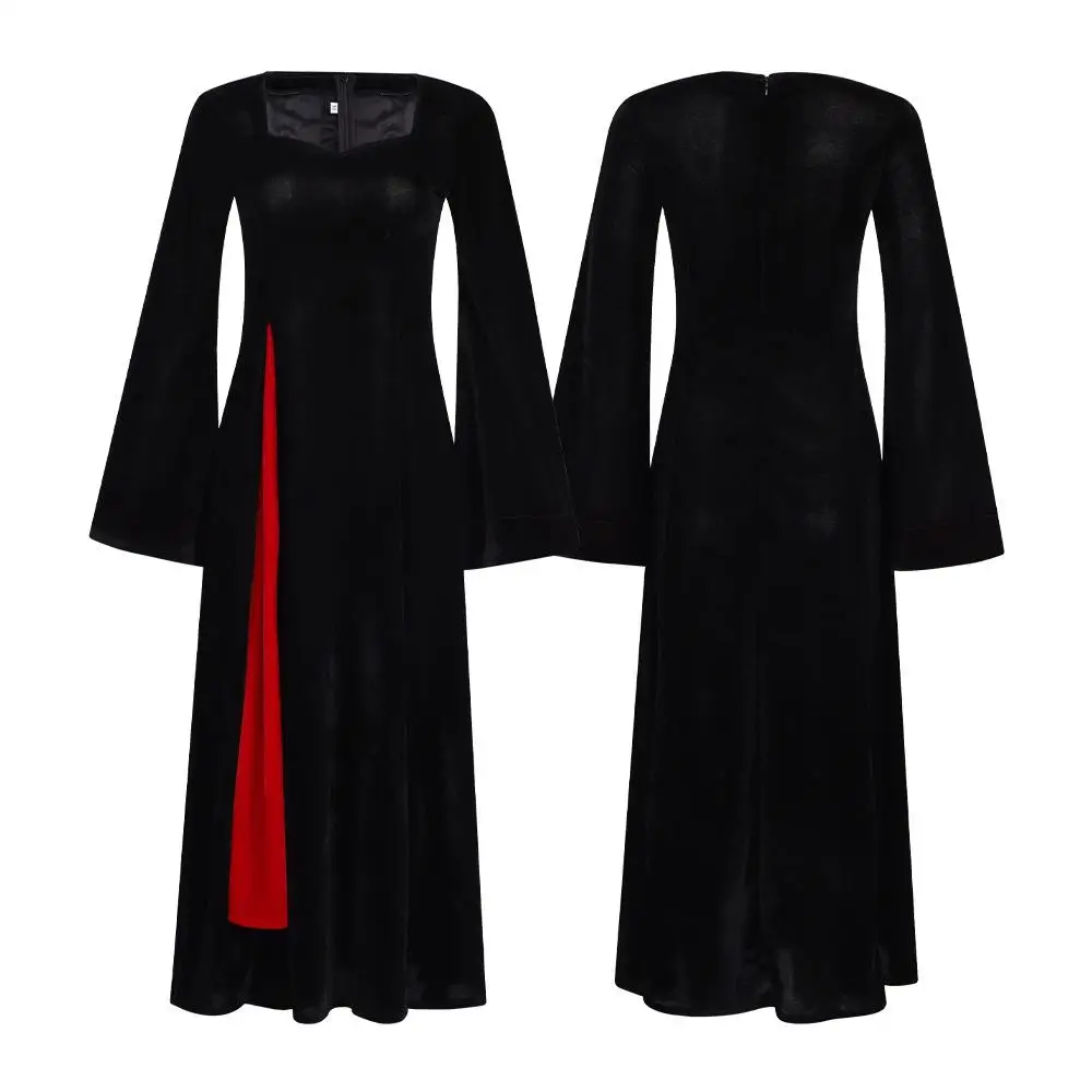 

Black Dress Stage Role Performance Second Season Cosplay Halloween Adams Family Costume Women's Ethnic Stage Wear