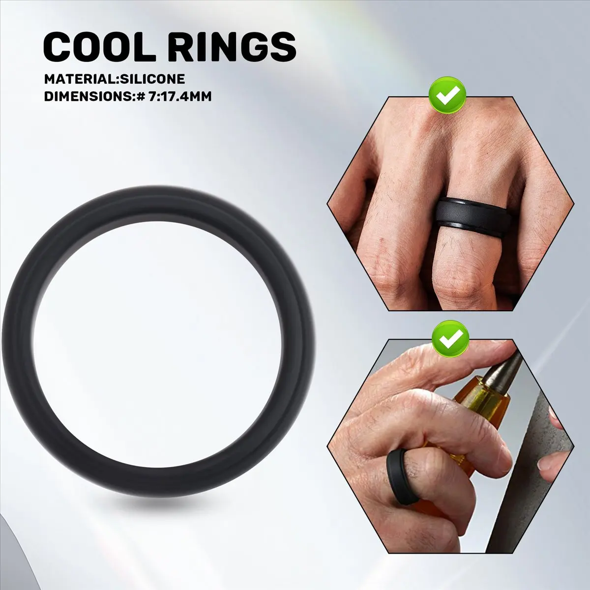 Efficient- 8Mm Popular Black Men Silicone Cool Rings Women Rubber Wedding Ring Environmental Sports Ring #7