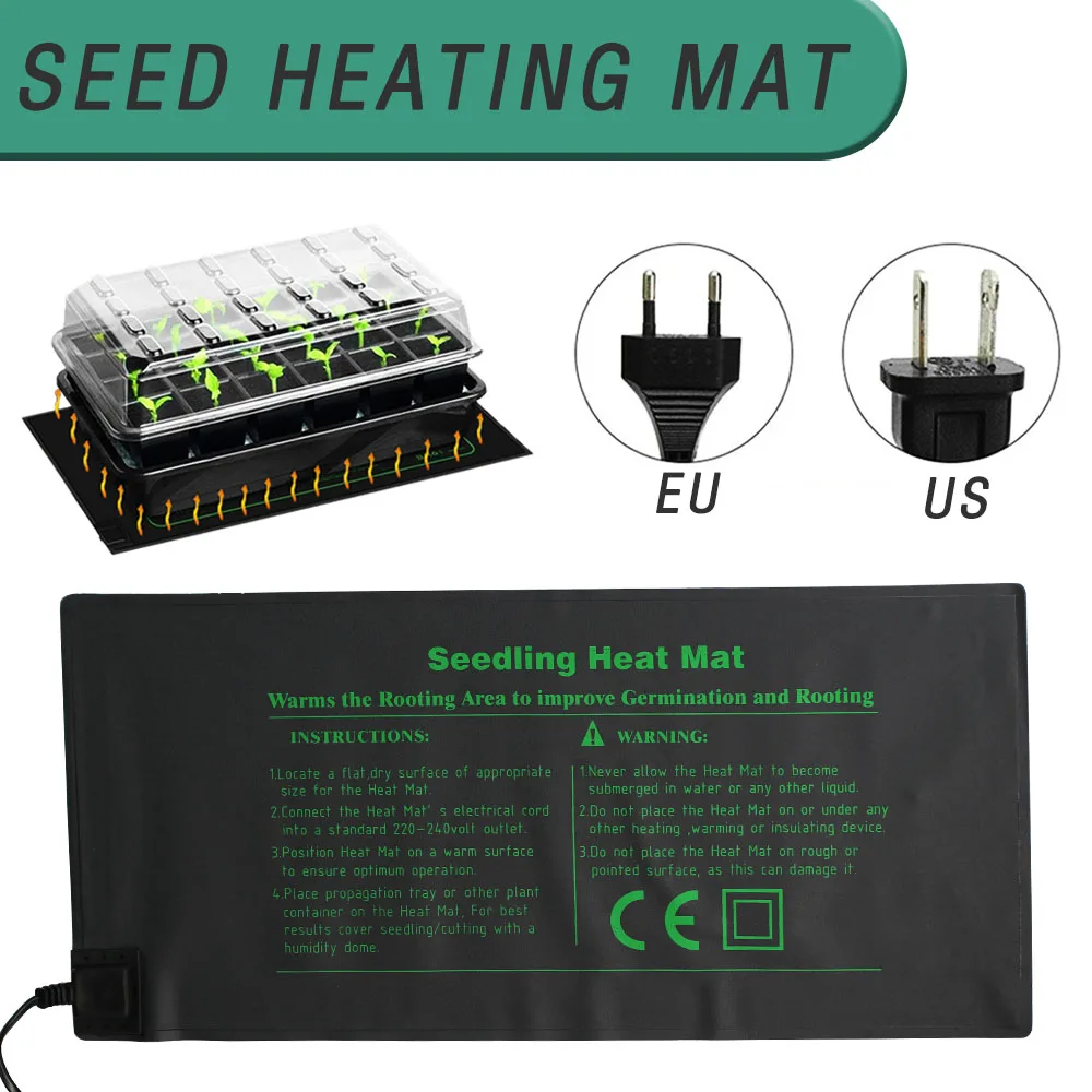 

Seed Heating Mat Wateroof Gargen Agriculture Greenhouse Plant Nursery Keep Warm Pad EU/US Plug Seed Germination Starter 3 Sizes