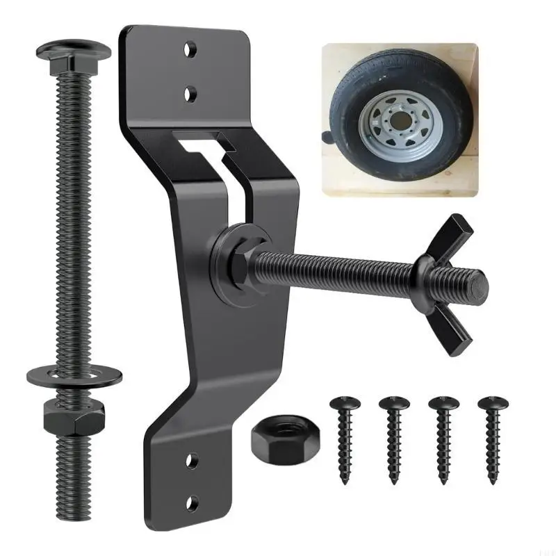 2026 New Space Saving Spare Wheel Bracket Rack High Weight Capacity  Black Finish Garage Accessory for Cargo Trailers
