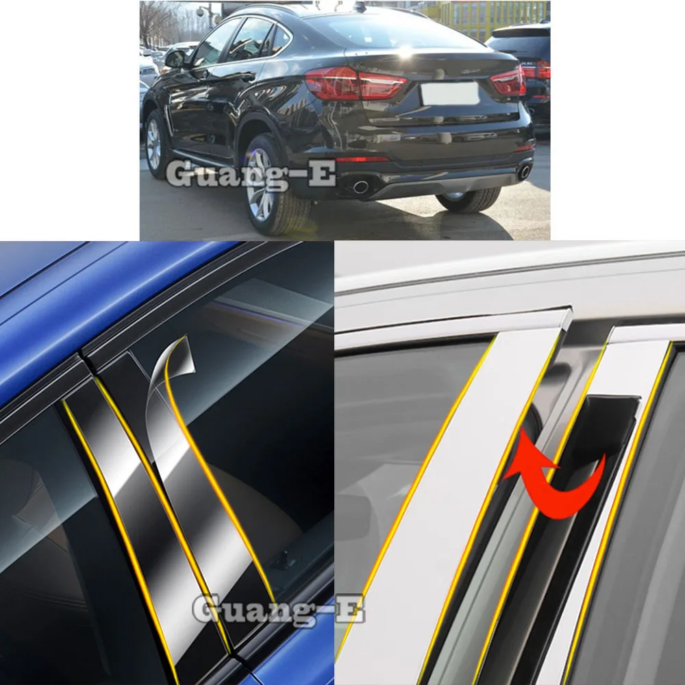 

Автомобильный ТПУ/глянцевый зеркальный столб для BMW X6 XDrive 2014 2015 2016 2017 2018 2019, стикер на дверь и окно, аксессуары, 8 шт.