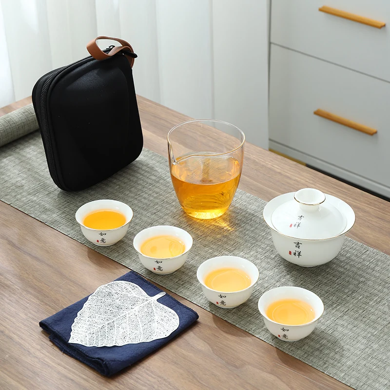 

Дорожный чайный сервиз, экспресс-чашка, один горшок, четыре чашки, чайник, чайная чашка, портативный и простой кемпинг на открытом воздухе.