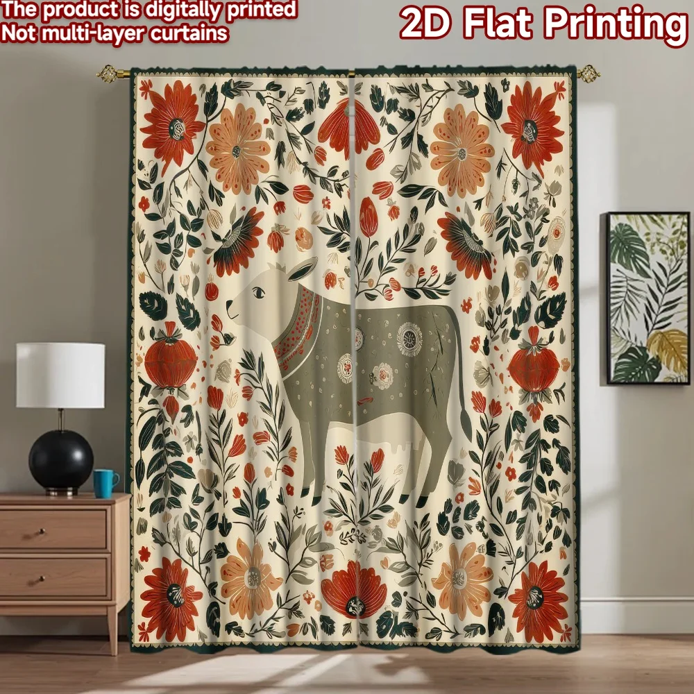 

1pc 2D flat Photography Backdrop Photography Banner Folk Cow 100% Polyester Vibrant Reunion Use for Bedroom decorations for