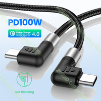 Double Elbow USB C to USB Type C Cable for MacBook Pro QC4.0 PD 100W 5A Fast Charging for iPhone 15 Pro Samsung Charge Cable 2M