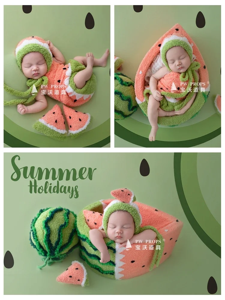 

Full Moon Baby Photography Clothing Newborn Baby Photography Clothing Studio Baby Watermelon Theme Blanket 아기 코스프레