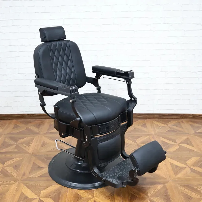 2026 Barber Shop Barber Chair, 360° Rotatable and Lie Diagonally, Hydraulic Lift, Black Chairs, Hair Salon Furniture Wholesale
