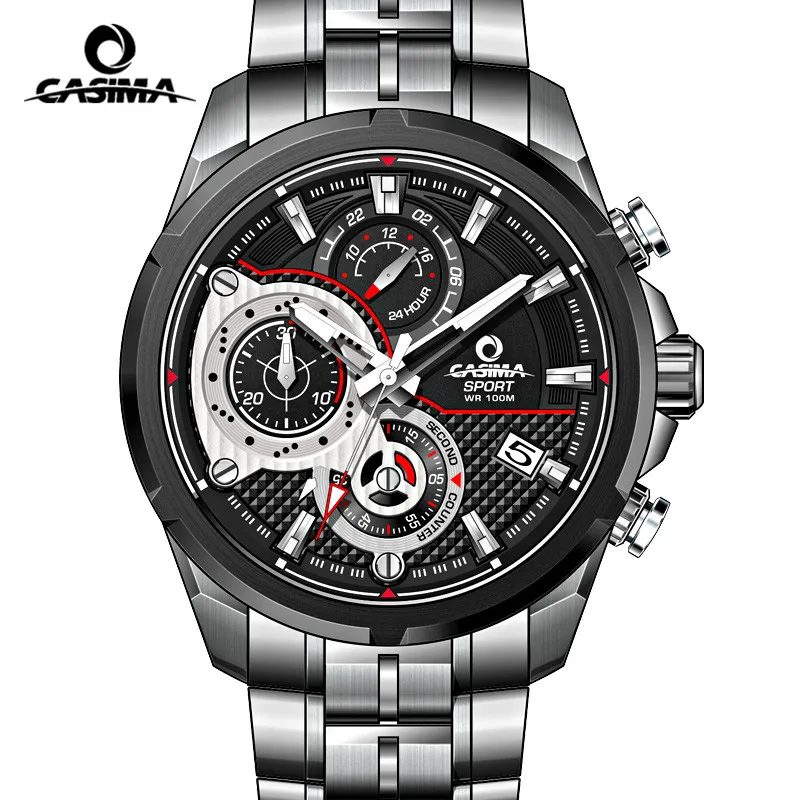 CASIMA Brand Sports Watches Men\'s Luxury Chronograph Quartz Wrist Watches 100M Waterproof Luminous Clock for Men Reloj Hombre