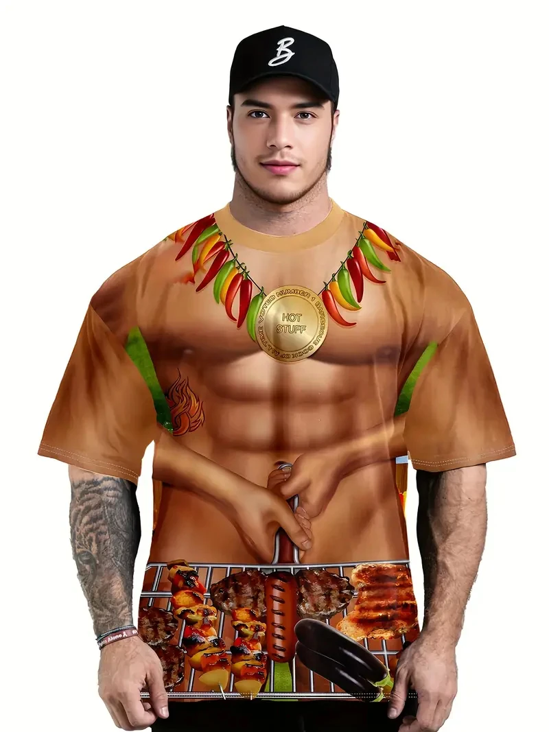 Fun Muscle Body 3D Print  sport Quick-dry Breatha Men Women T-Shirt Street Casual Role-Playing Y2K Parent-child Short Sleeve Top