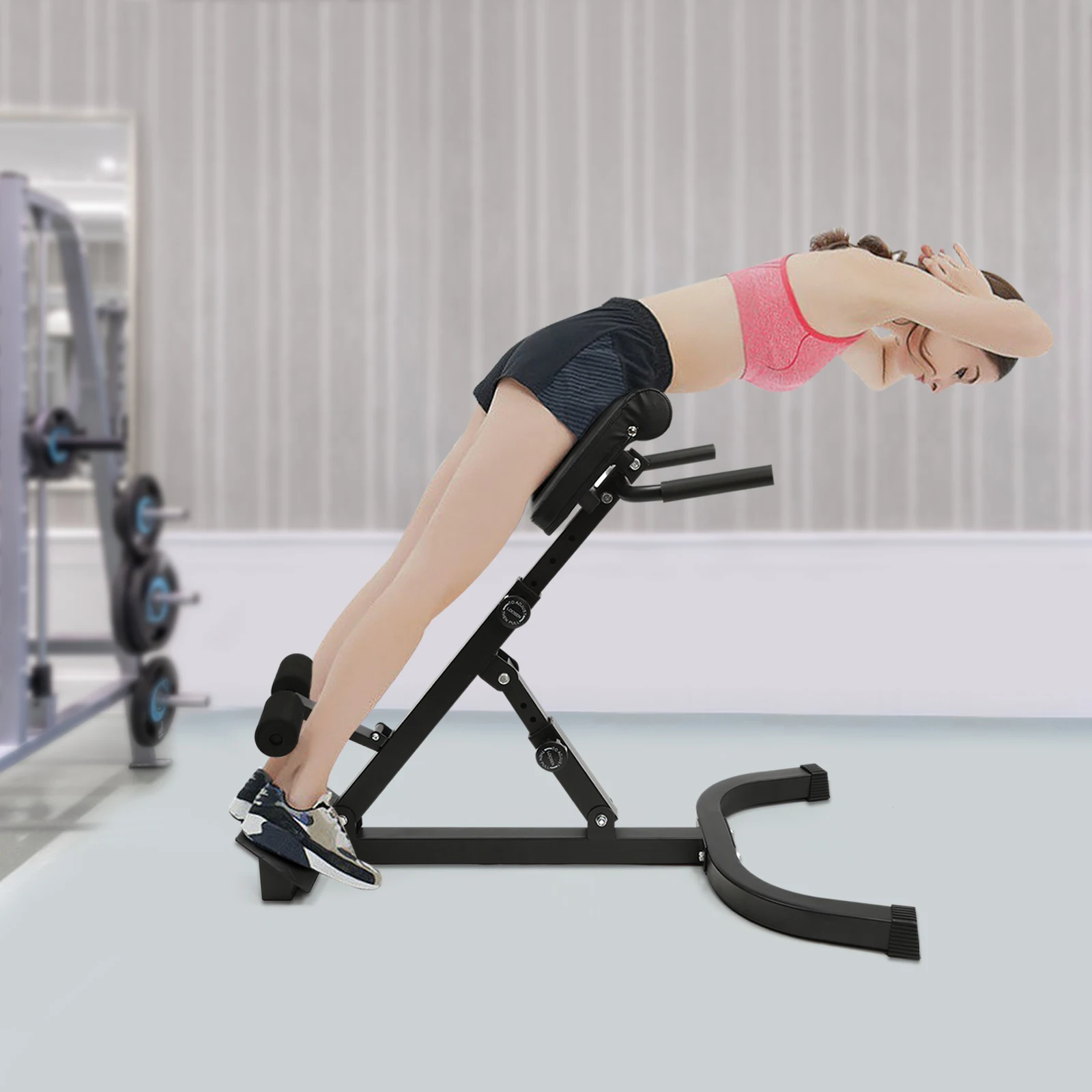 

103*70*113 cm/ 40.55*27.55*44.48 in Black Home Fitness Workout Roman Chair Hyperextension Back Extension Bench Adjustable