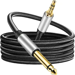 Pozłacany 3,5 mm do 6,5 mm duży trójbiegunowy stereofoniczny kabel audio z męskiego na męski mikser gitarowy kabel audio