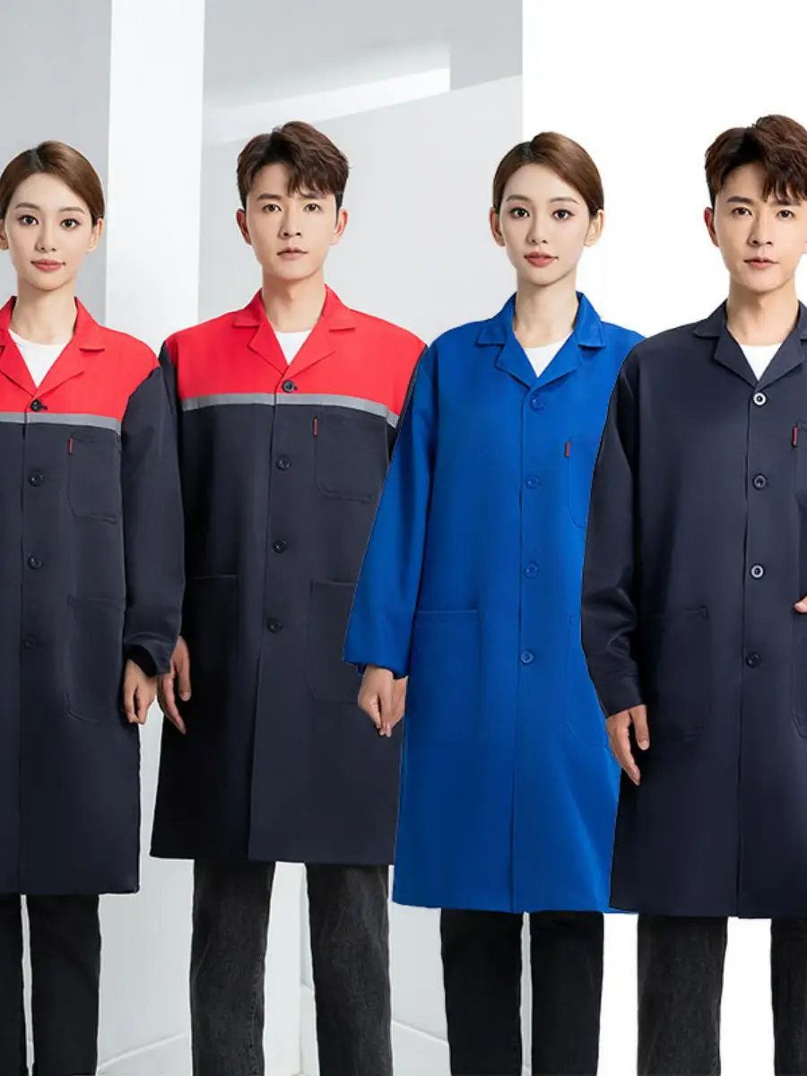 

Новая удлиненная рабочая куртка из смесового хлопка для мужчин, износостойкая и дышащая, для ремонтных работ.