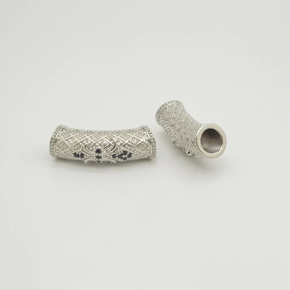 

Paved Zircon Curved Tubular Bead for DIY Bracelet Necklace Chain Making Jewelry Accessorie Large Hole 3PCS Long Beaded Wholesale