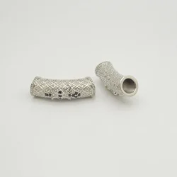 Paved Zircon Curved Tubular Bead for DIY Bracelet Necklace Chain Making Jewelry Accessorie Large Hole 3PCS Long Beaded Wholesale