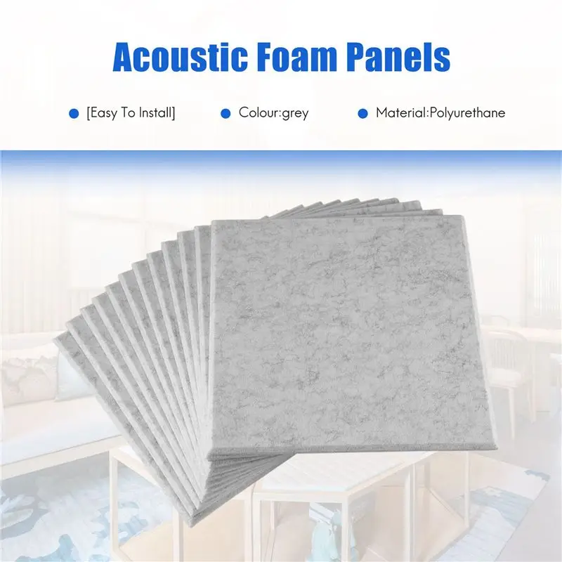 A89X Panel Akustik Berperekat 12 Pak, Bantalan Kedap Suara 12 X 12 X 0,4 Inci, Panel Penyerap Suara untuk Rumah