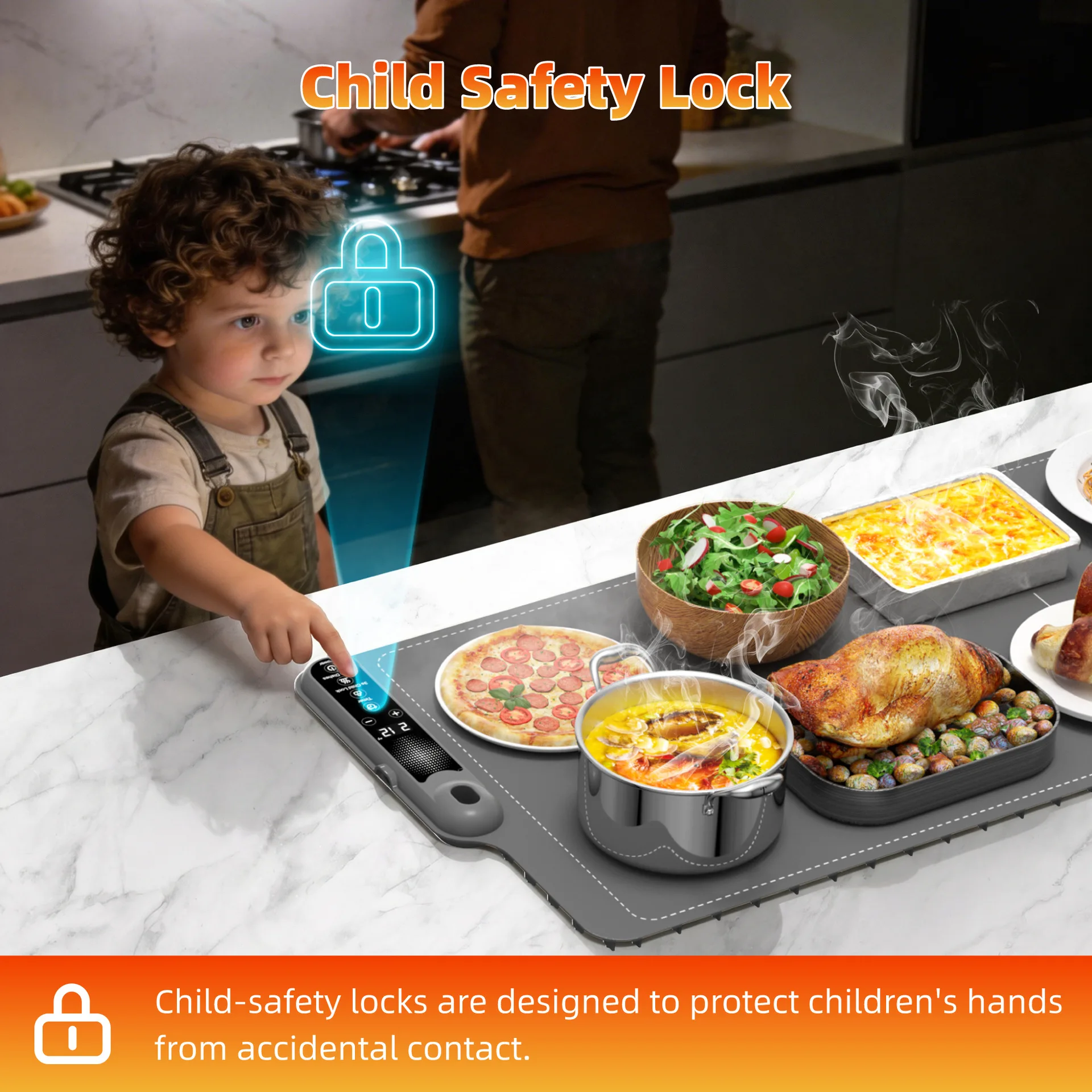 Smart Warming Tray Foldable Electric Food Warmer Mat for Home Commercial Dining