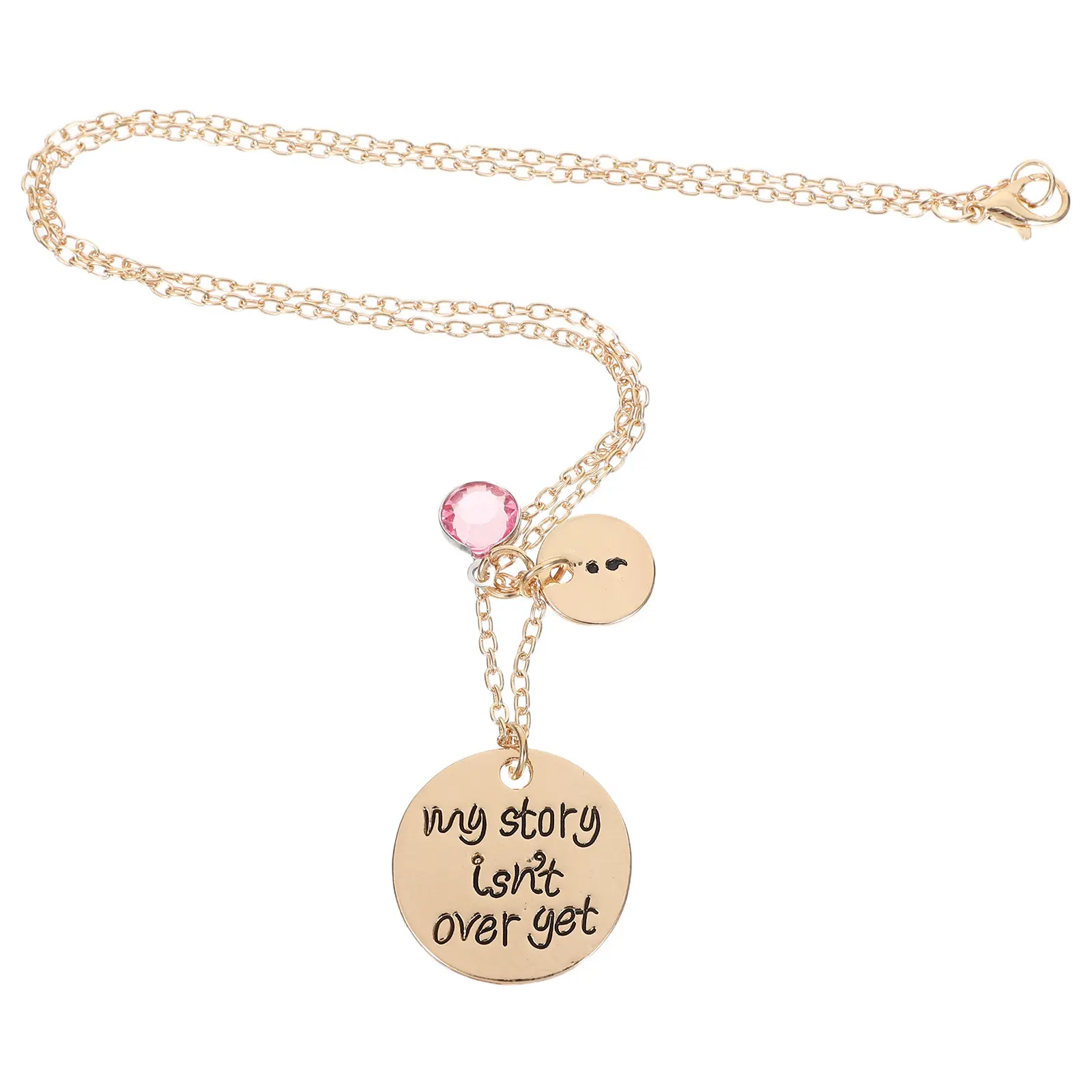 Semicolon Necklace Alloy Gold-Tone Inspirational Jewelry Gift for Encouragement and Mental Health Support