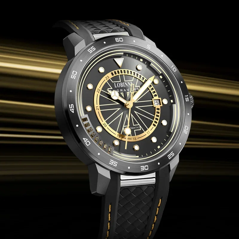 

LOBINNI Men Rubber Belt Wrist Watch Sport Designer Luminous 42mm Japan Movement MIYOTA 8215 Automatic Watches