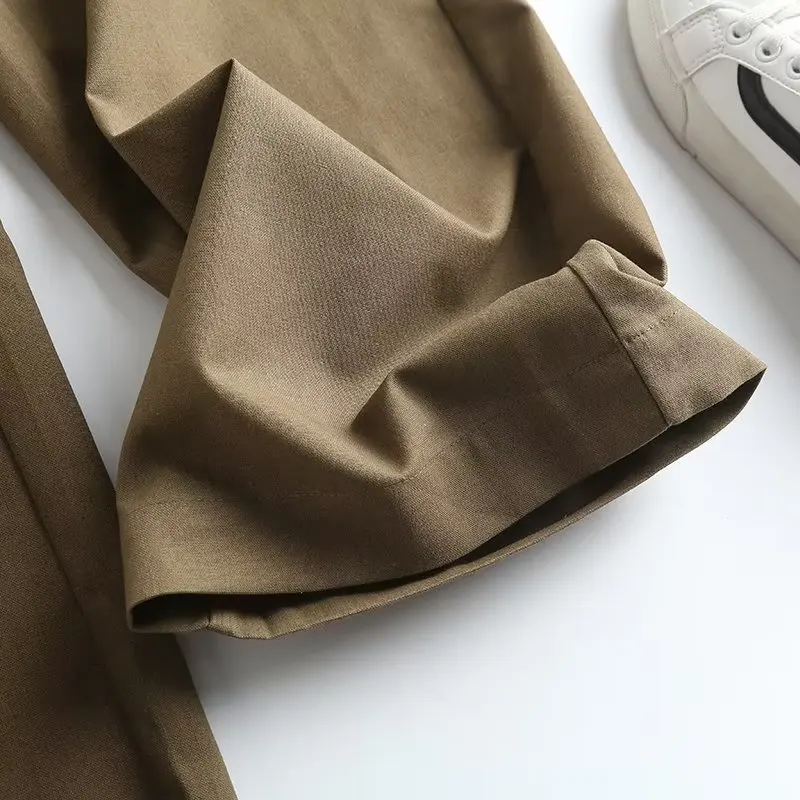 Maxdutti Indie Folk Fashion Office Lady Trousers Women Linen Suits Pants Loose Straight  For 2023 Spring