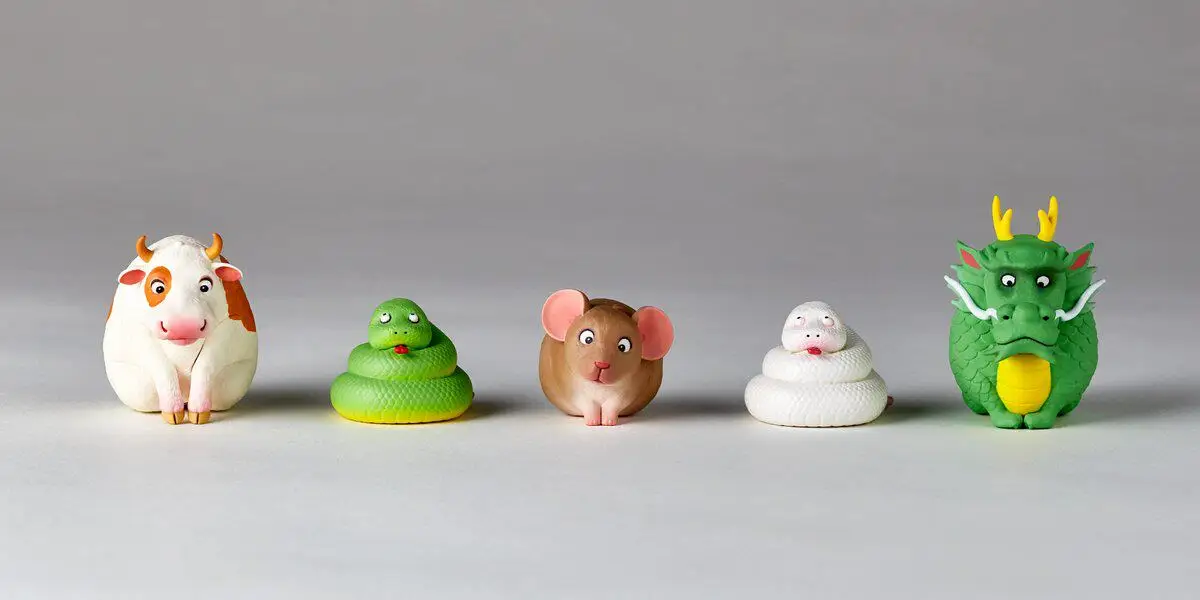 Figuras de Acción Originales de Gacha, Modelo a Escala de Kunio Sato, Zodíaco Chino: Dragón, Serpiente, Rata, Buey