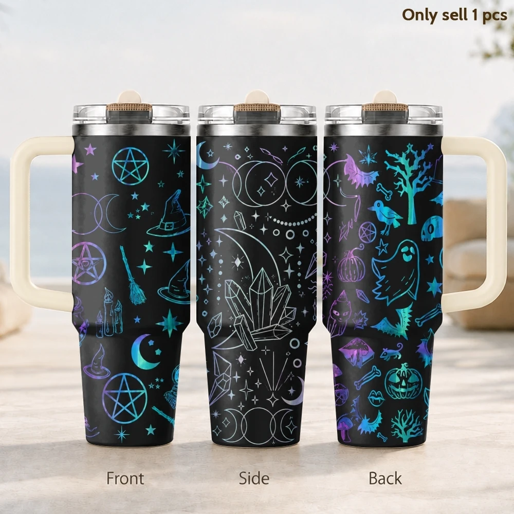 Halloween Spooky theme Vacuum Flasks 40oz Thermal Tumbler with Handle Stainless Steel Vacuum Insulated Water Portable Mug Cup