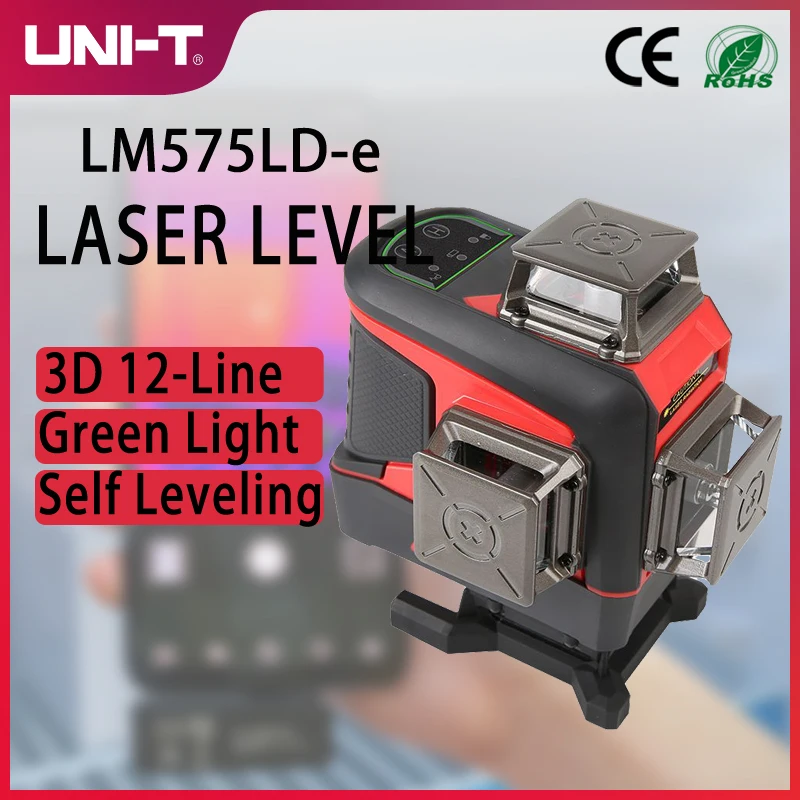 UNI-T LM575LD-e green Laser Level 3D 12-Line Wall stick instrument telecomando autolivellante strumento ausiliario per interni ed esterni