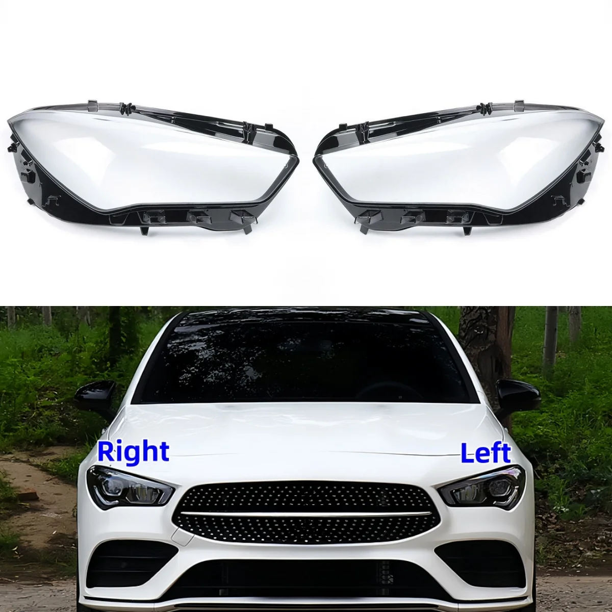 

Для Mercedes Benz CLA W118 2020 2021 2022 2023 автомобильные заменяемые прозрачные зеркальные крышки для передних фар