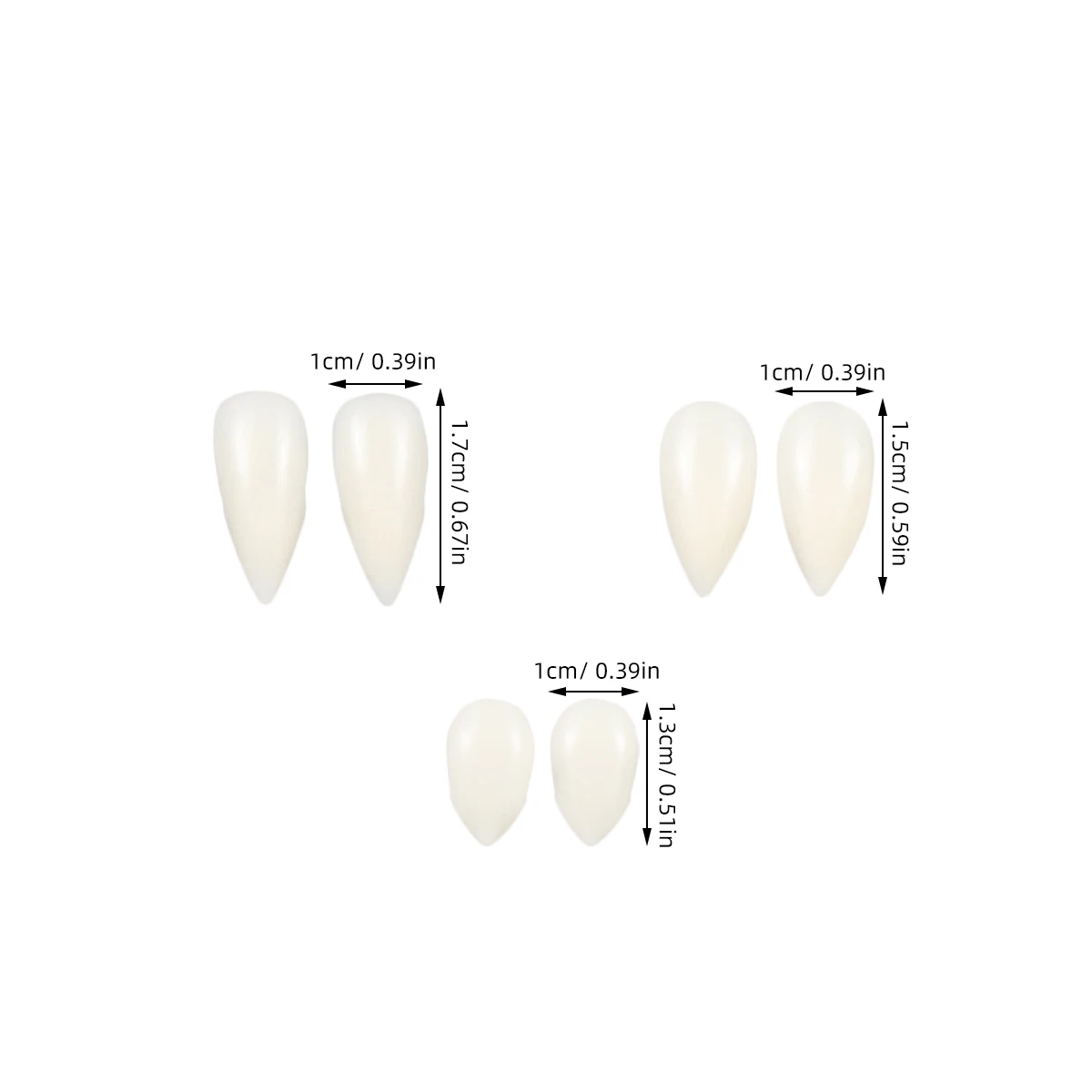 

3 Pairs 15mm 17mm Halloween Vampire Teeth Fangs Dentures Realistic Cosplay Accessories Fangs Toys