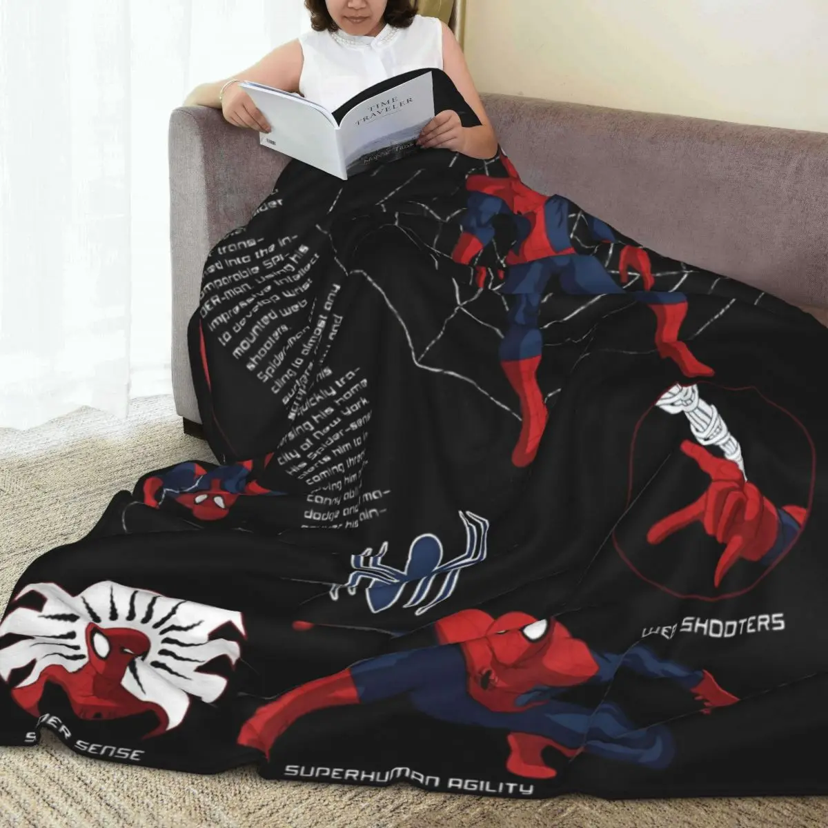 Spider-Man Spidey Schematic Diagram Throw Blanket Flannel Bedspread For Couch ChairNovelty Sofa Bed Cover