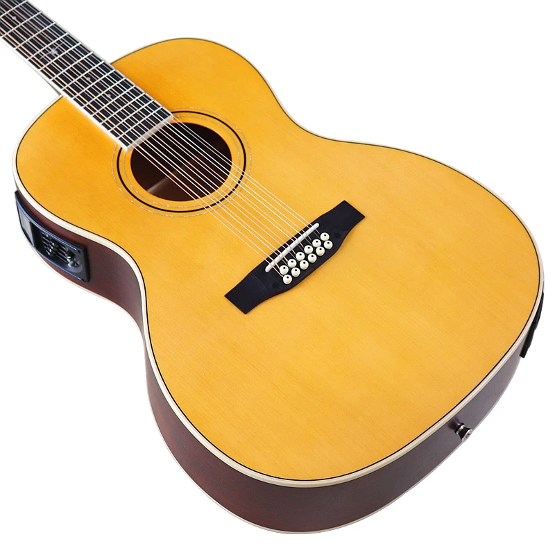 41 Inch Acoustic Guitar 12 String Folk Guitar High Gloss Guitar Acoustic Spruce Wood Top Matte Finish Can Add EQ