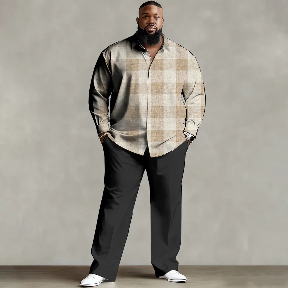 

Комплект мужской рубашки больших размеров S-9xl: шотландский современный стиль — смесь мягкого хлопка, гладкие асимметричные клетчатые принты, устойчивые к морщинам,