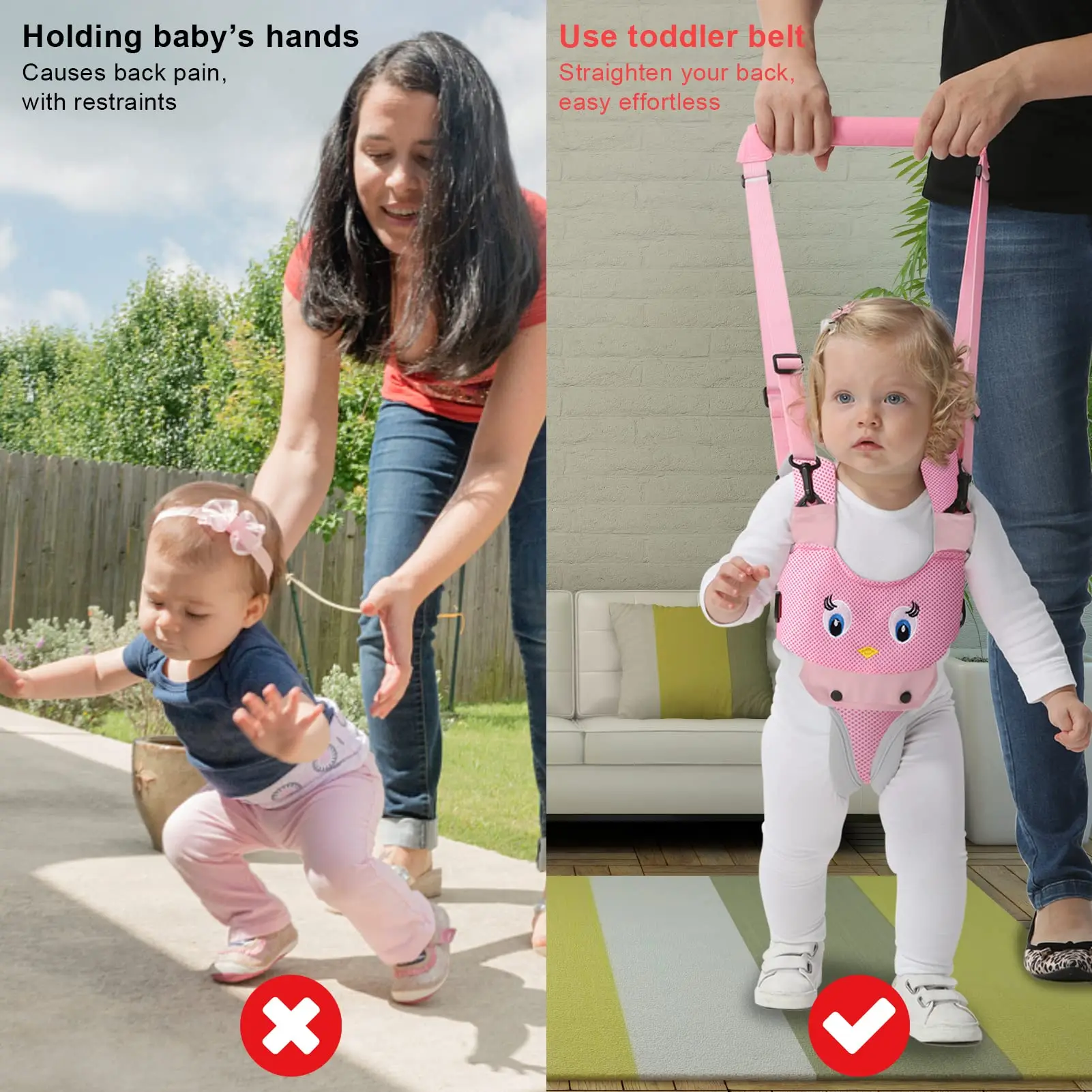 Baby Walker, Handheld Kids Toddler Walking Harness Helper Assistant Protective Belt Child Activity Walker Adjustable Standing Up