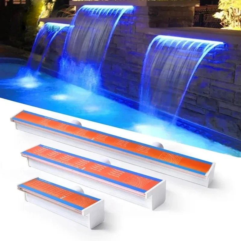 

Outdoor Decorative Wall Hanging Fountain Spillway RGB LED Lighting Artificial Swimming Pool Waterfall Sheer Descent Cascade