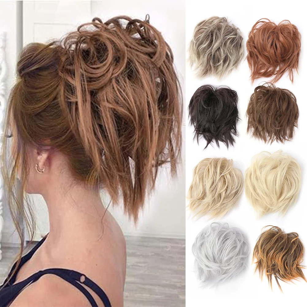 

Пучки для волос, кусок волос, грязная булочка, волнистые вьющиеся резинки для волос, синтетический шиньон, хвостик, наращивание волос, толстая прическа, шиньоны