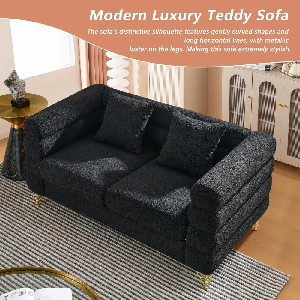 Luxury Teddy Sofa Set for Living Room, Modern Decor Furniture Sectional Sofa and Pillows for Apartment, Office