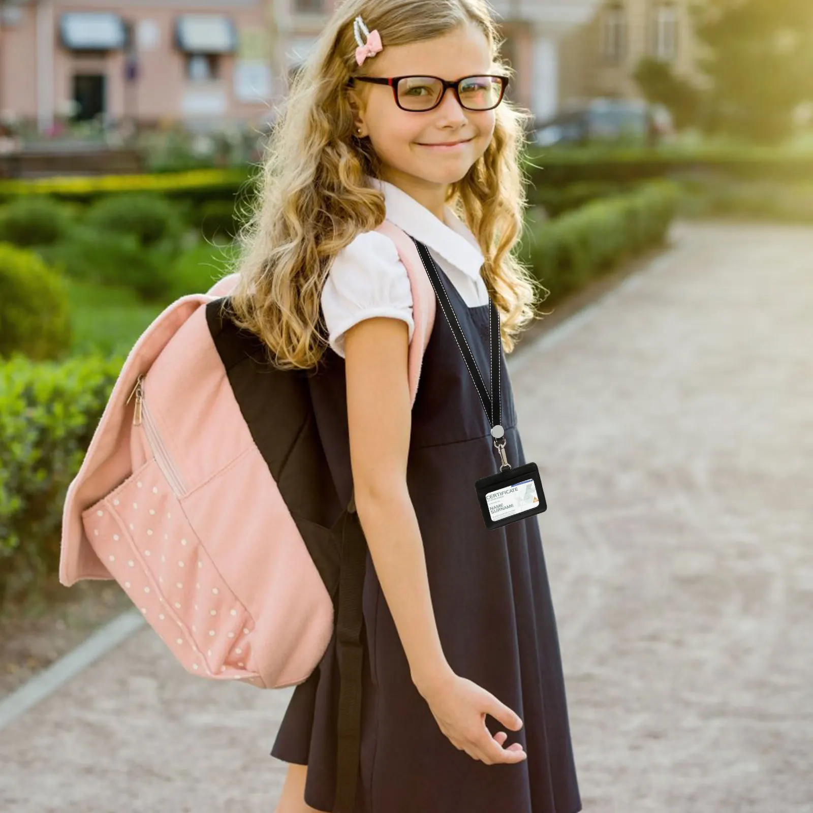 

1Pcs Id Card Holder Badge Holder Hanging Buckle Card Sleeve Double Slot Protective Case