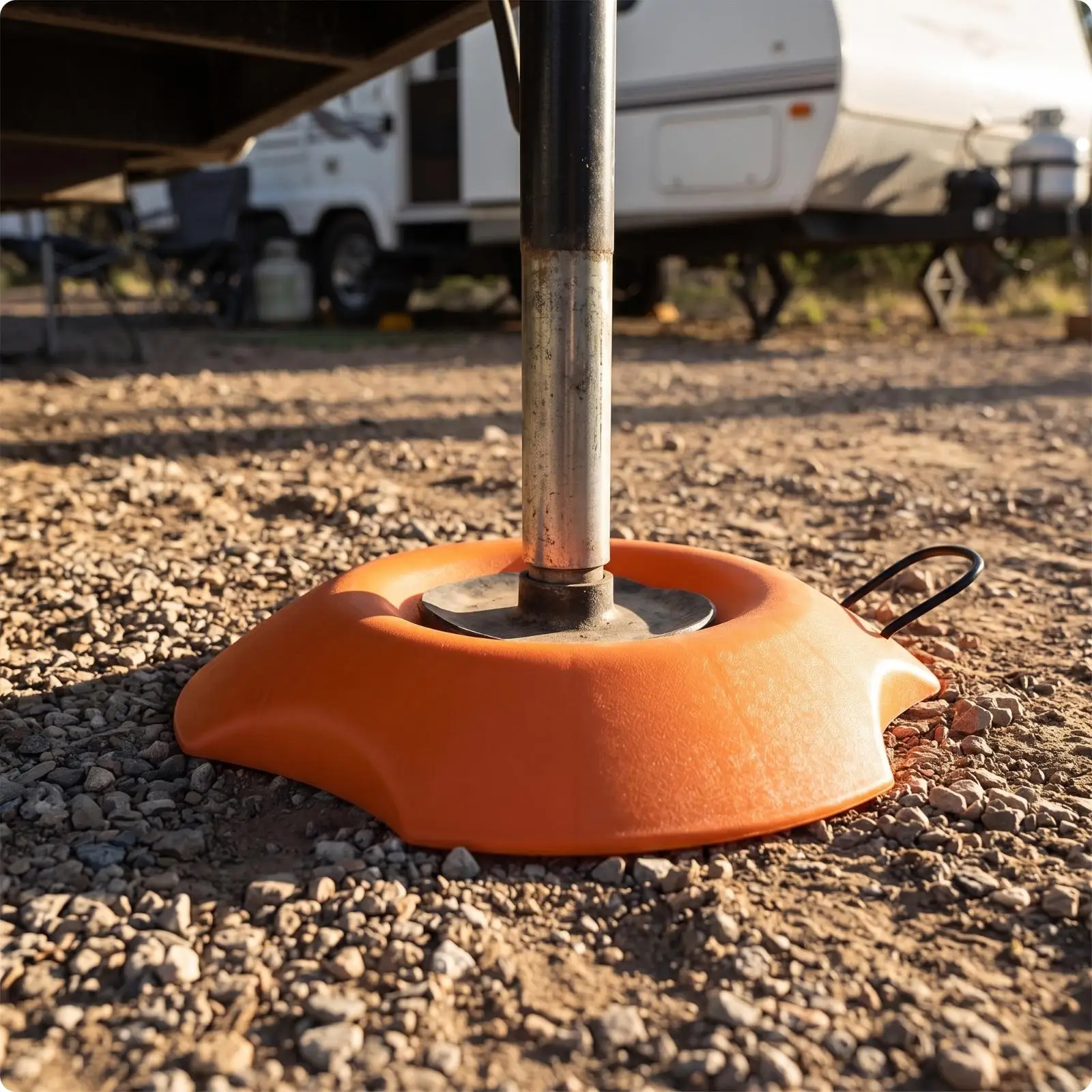 Solid Trailer Wheel Chock for RV Truck Camper Caravan Parking Stop Heavy Duty Wheel Wedge with Pull Handle