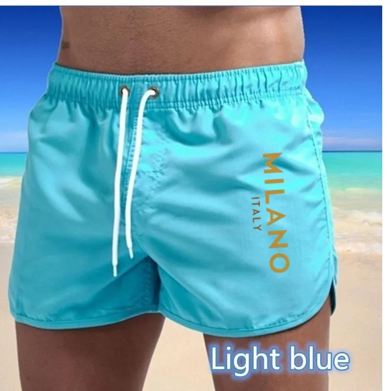 

New Men's Quick-Dry Beach Shorts, Summer Beach Casual Swim Trunks, Elastic Waist Drawstring Surfing Shorts, Breathable Shorts