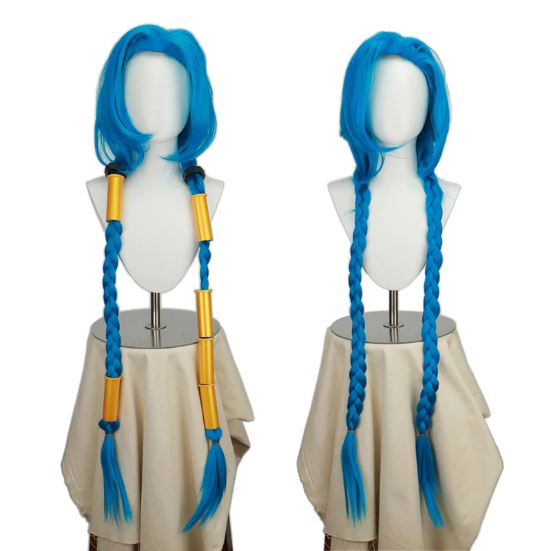 

“League of Legends” Jinx Cosplay Wig with Blue Braids, Heat-Resistant Synthetic Fiber, Comic Convention & Gaming Wig