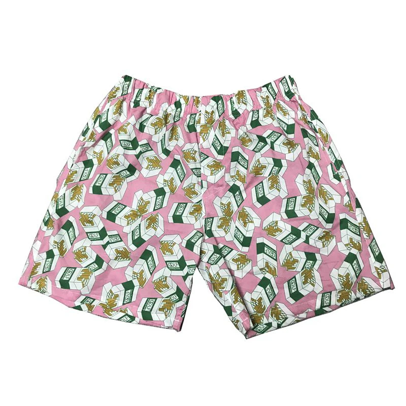 

Ограниченная серия, розовая коробка для сигарет GOLFWANG, пляжные орты, летние повседневные брюки свободного кроя в стиле хип-хоп для пары