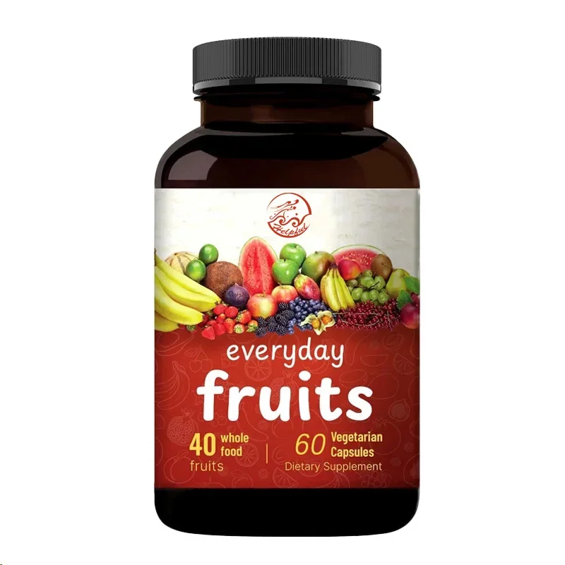 Suplemento de Frutas Rojas, 100% 40 Súper Frutos Fabricados en Estados Unidos, Sin Sentija sin OGM 60 Cápsulas Vegetarianas