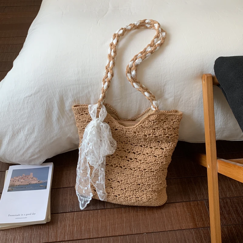 

2026 Summer New Large Capacity Classic Style Shoulder Bags Casual Versatile Exquisite Seaside Vacation Tote Bag for Women