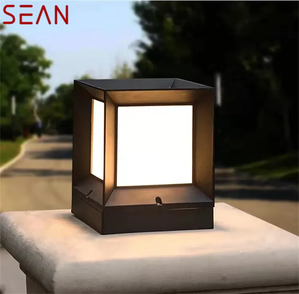 SEAN Outdoor Solar Cube Light LED Waterproof Pillar Post Lamp Fixtures for Home Garden Courtyard