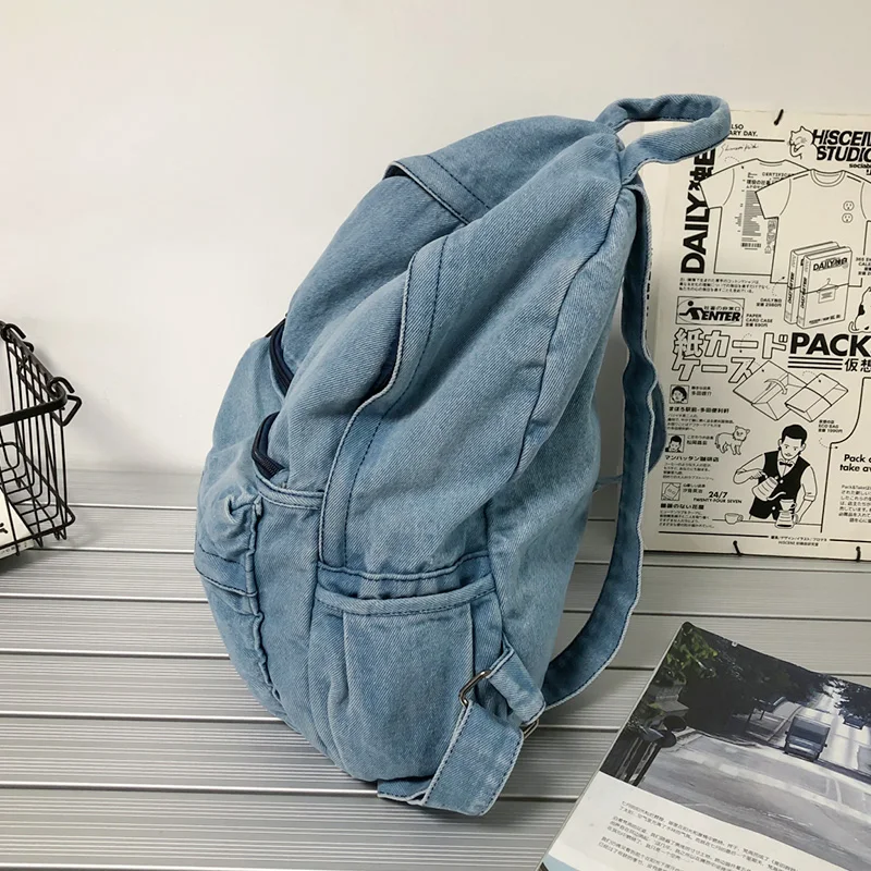 Nieuwe grijze denim rugzak dames vrijetijdsreizen uitje schoudertas vrouwelijke mode schooltassen geschikt voor jongens en meisjes Mochila